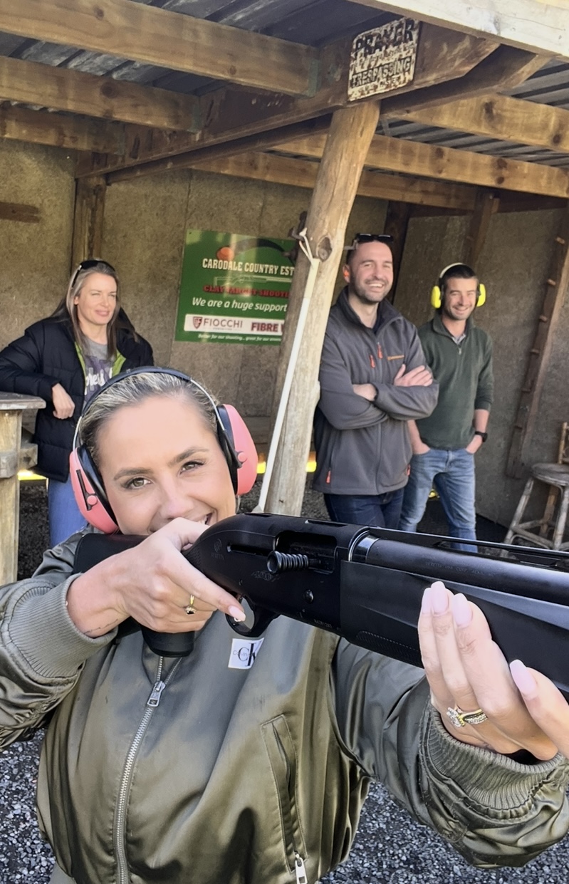 Small group clay target shooting at Carodale